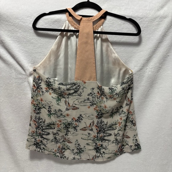 H&M Hummingbird Print Trapeze Top Flowy Boho Bird Blouse Women's Size Medium - Picture 4 of 10